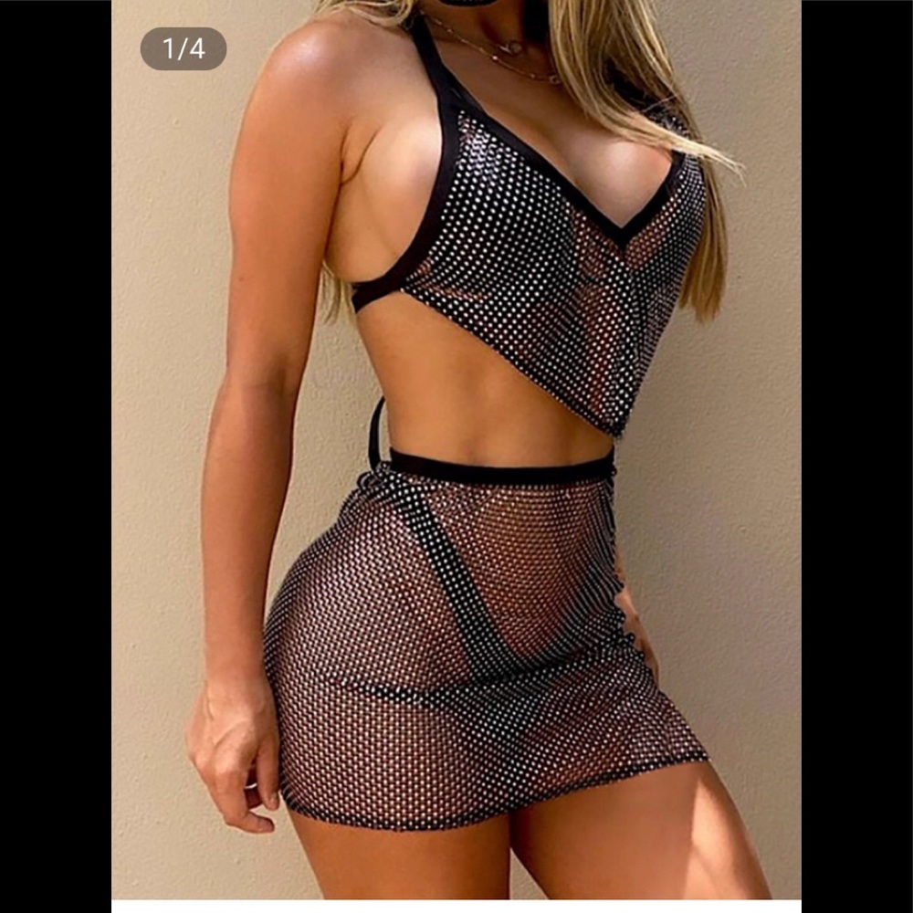 2 Piece Outfits Mesh Beach Bikni Cover Up New